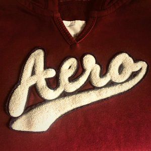 AEROPOSTALE Burgundy Maroon Hoodie Rare 3D Pile Textured Logo New without Tag M